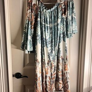 Paisley Print Off-Shoulder Dress
